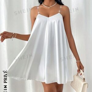 White Satin Dress | Graduation | Birthday | SHEIN